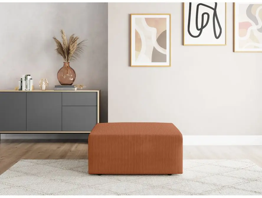 ROMANE Pouf en velours côtelé  TERRACOTTA – Image 3