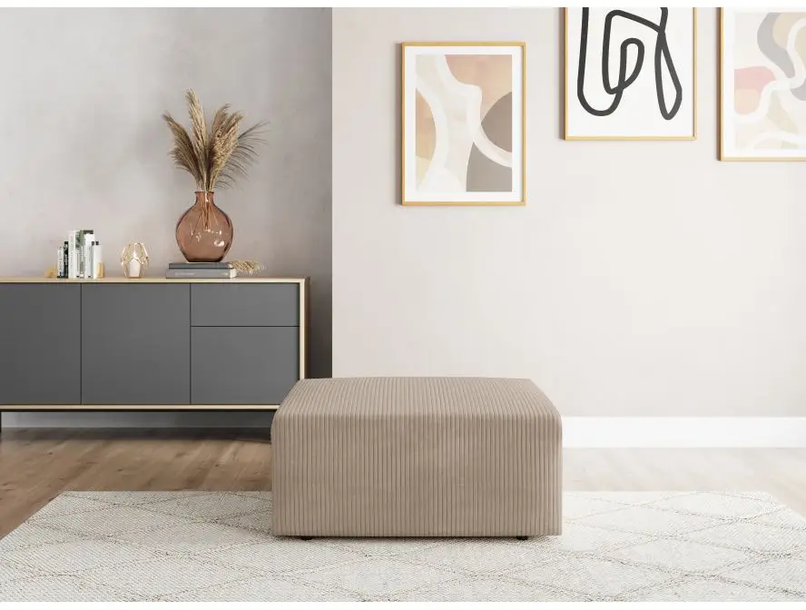 ROMANE Pouf en velours côtelé TAUPE – Image 3