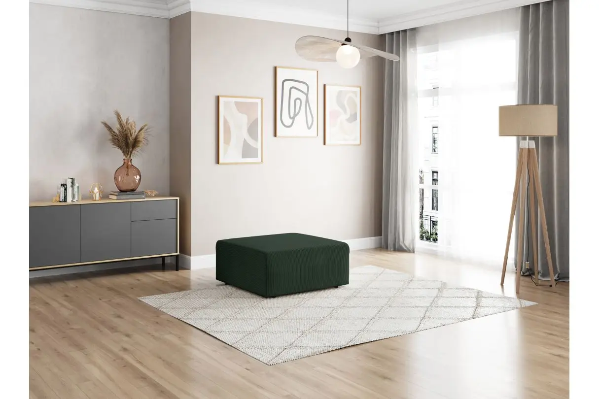 ROMANE Pouf en velours côtelé VERT FONCE – Image 4