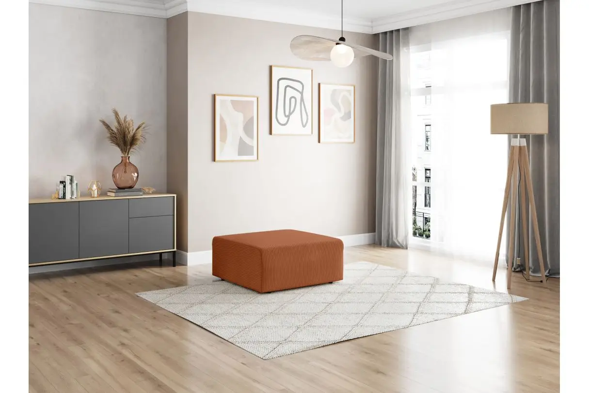 ROMANE Pouf en velours côtelé  TERRACOTTA – Image 4