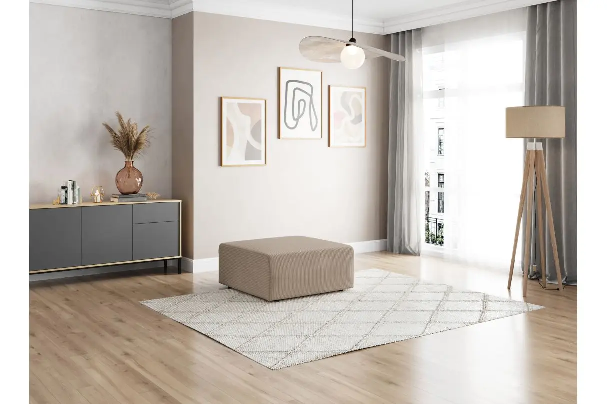 ROMANE Pouf en velours côtelé TAUPE – Image 4