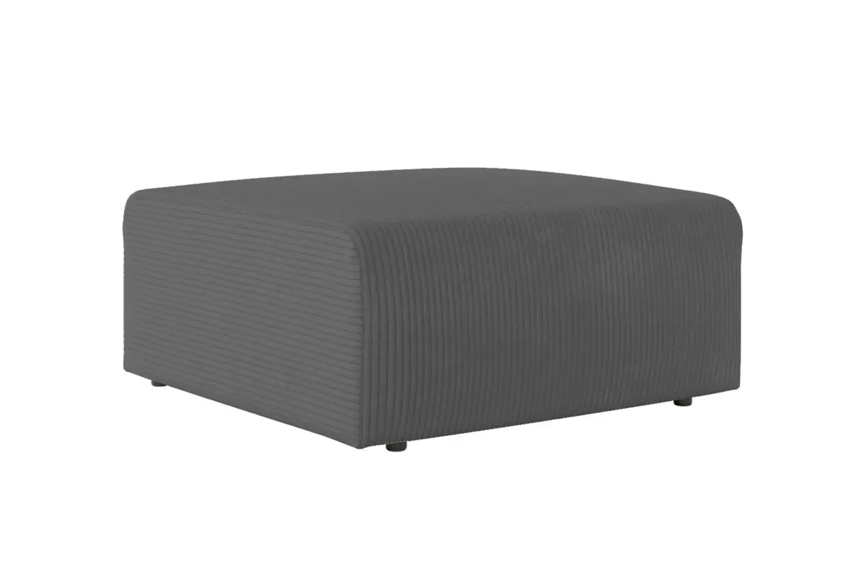 ROMANE Pouf en velours côtelé gris – Image 5