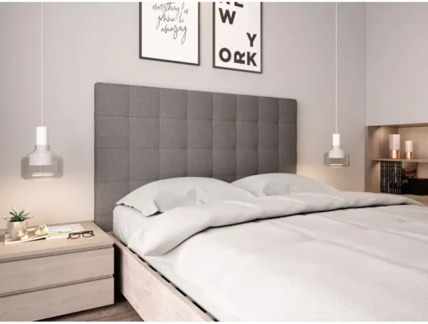 TRACY Tête de lit capitonnée en tissu GRIS 140 cm – Image 2