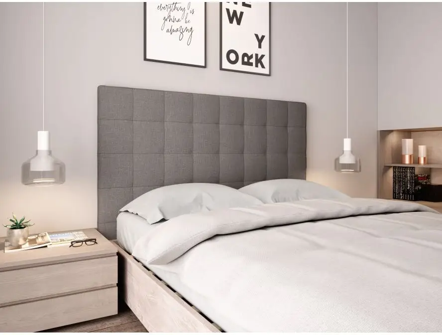 TRACY Tête de lit capitonnée en tissu GRIS 140 cm – Image 2
