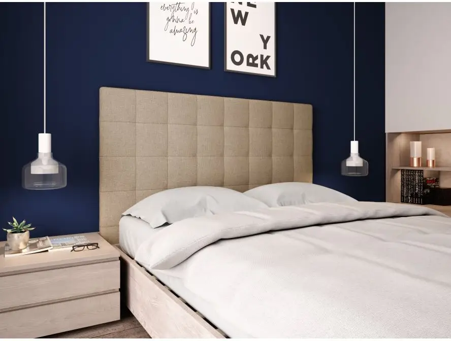 TRACY Tête de lit capitonnée en tissu beige 140 cm – Image 2