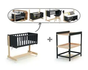 Ensemble berceau-cododo évolutif NATO + table à langer CONFORT gris graphite – Image 2