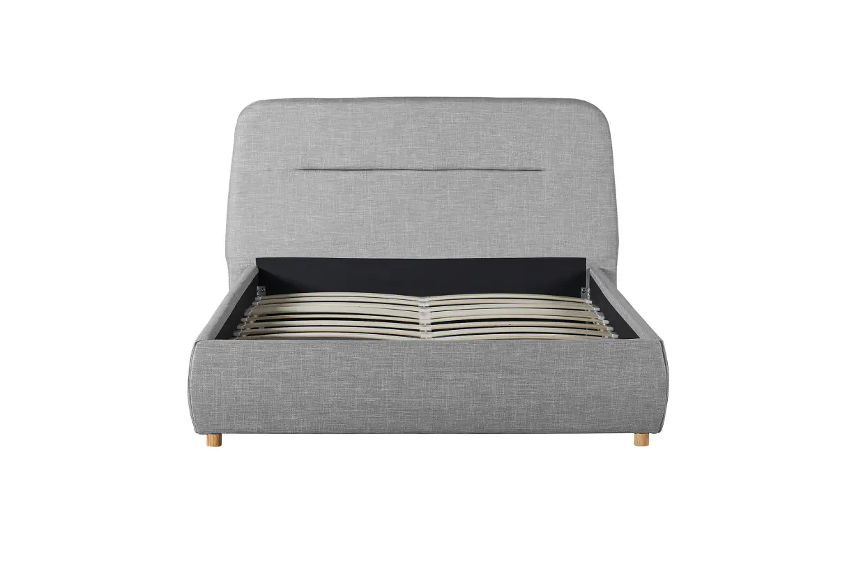 BALTA Cadre de lit avec coffre et tête de lit en tissu GRIS CLAIR  140/190 cm – Image 4
