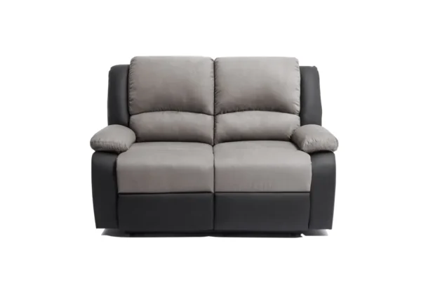 9121 Canapé de relaxation manuel 2 places en microfibre et simili GRIS NOIR
