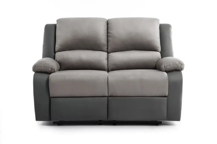 9121 Canapé de relaxation manuel 2 places en microfibre et simili GRIS