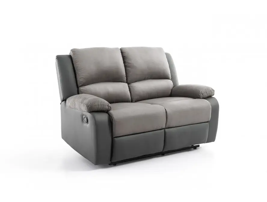 9121 Canapé de relaxation manuel 2 places en microfibre et simili GRIS – Image 5