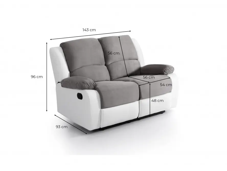 9121 Canapé de relaxation manuel 2 places en microfibre et simili GRIS – Image 6