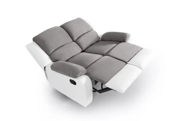 9121 Canapé de relaxation manuel 2 places en microfibre et simili GRIS BLANC – Image 3