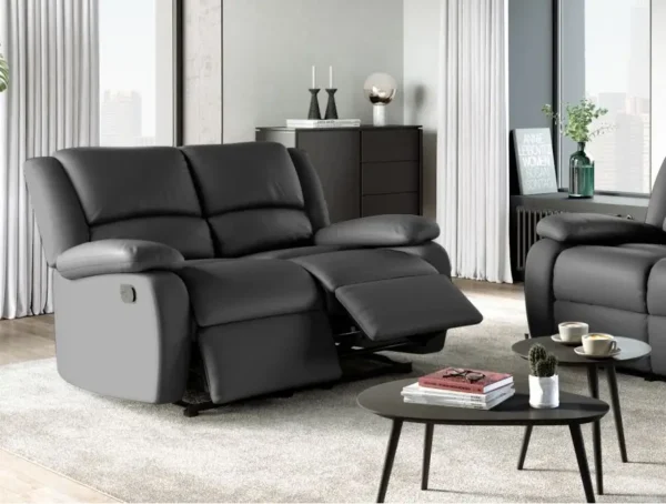 9121 Canapé de relaxation manuel 2 places en simili GRIS – Image 3