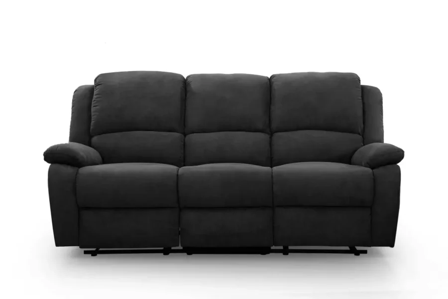 9121 Canapé de relaxation manuel 3 places en microfibre NOIR