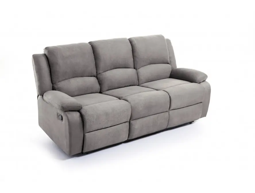 9121 Canapé de relaxation manuel 3 places en microfibre GRIS – Image 5