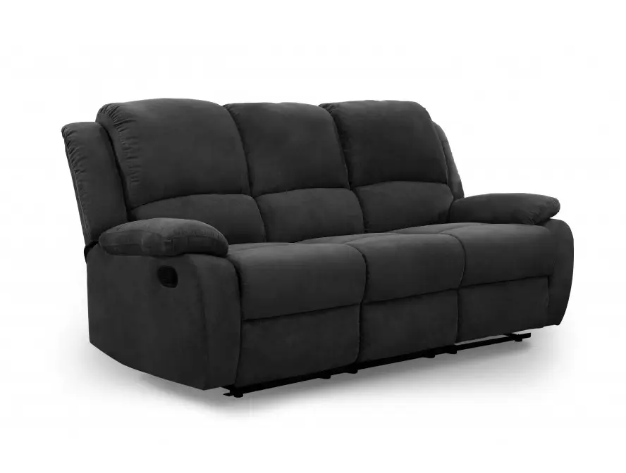 9121 Canapé de relaxation manuel 3 places en microfibre NOIR – Image 5