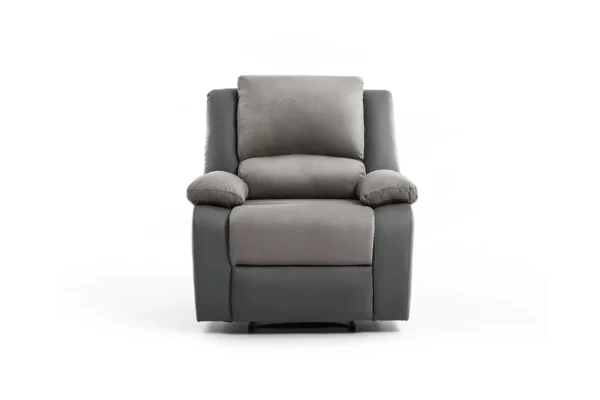9121 Fauteuil de relaxation manuel en microfibre et simili gris