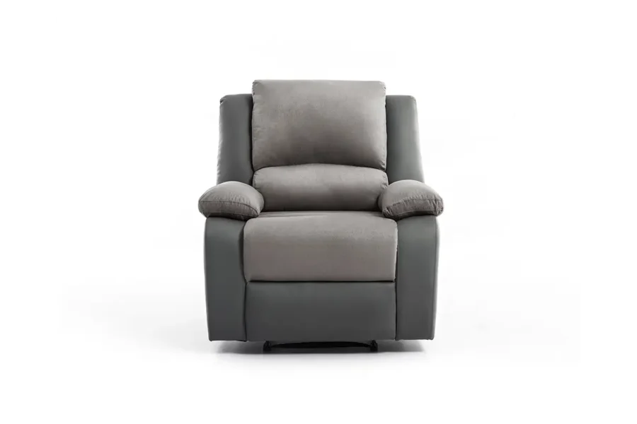 9121 Fauteuil de relaxation manuel en microfibre et simili gris