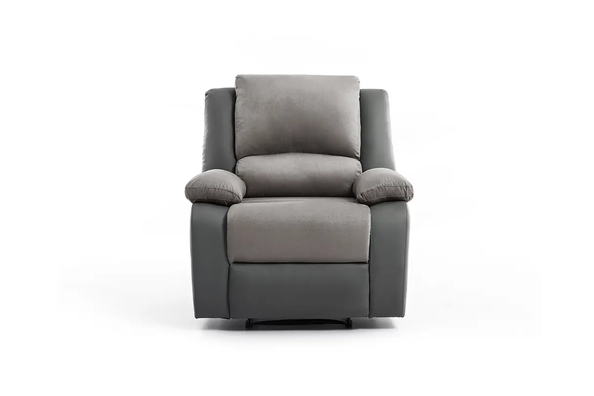 9121 Fauteuil de relaxation manuel en microfibre et simili gris