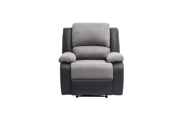 9121 Fauteuil de relaxation manuel en microfibre et simili gris noir