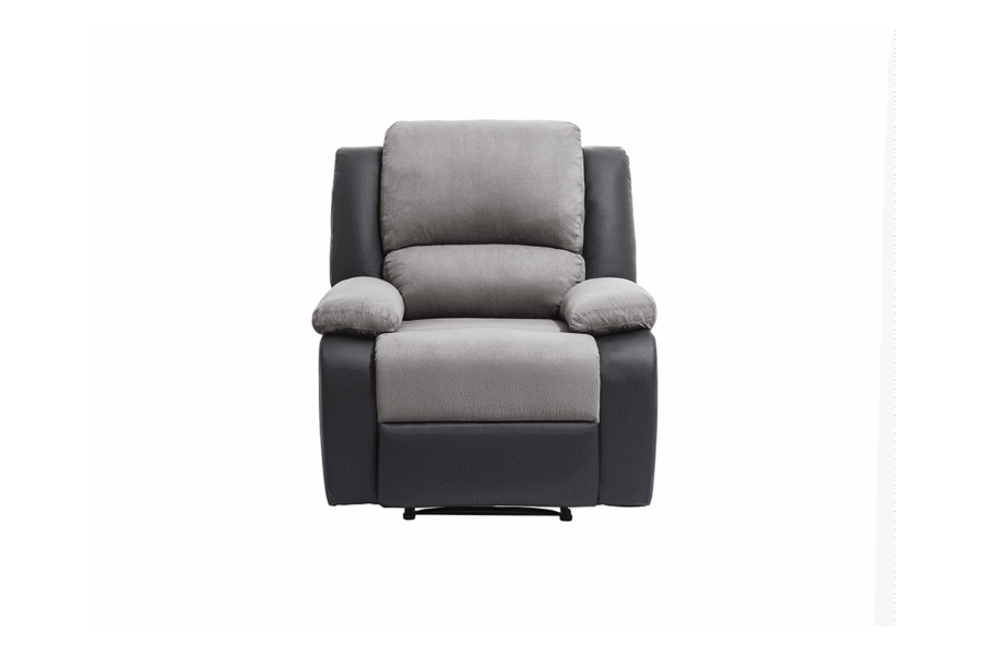 9121 Fauteuil de relaxation manuel en microfibre et simili gris noir