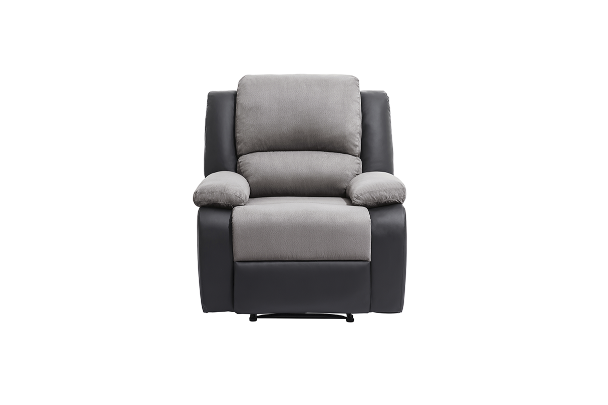 9121 Fauteuil de relaxation manuel en microfibre et simili gris noir