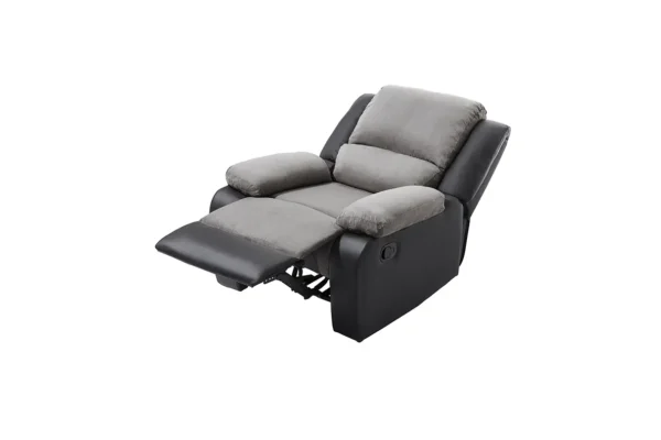 9121 Fauteuil de relaxation manuel en microfibre et simili gris noir – Image 4