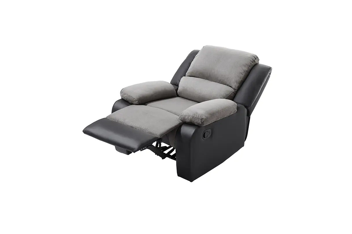 9121 Fauteuil de relaxation manuel en microfibre et simili gris noir – Image 4