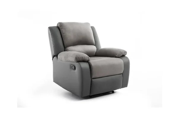 9121 Fauteuil de relaxation manuel en microfibre et simili gris – Image 4