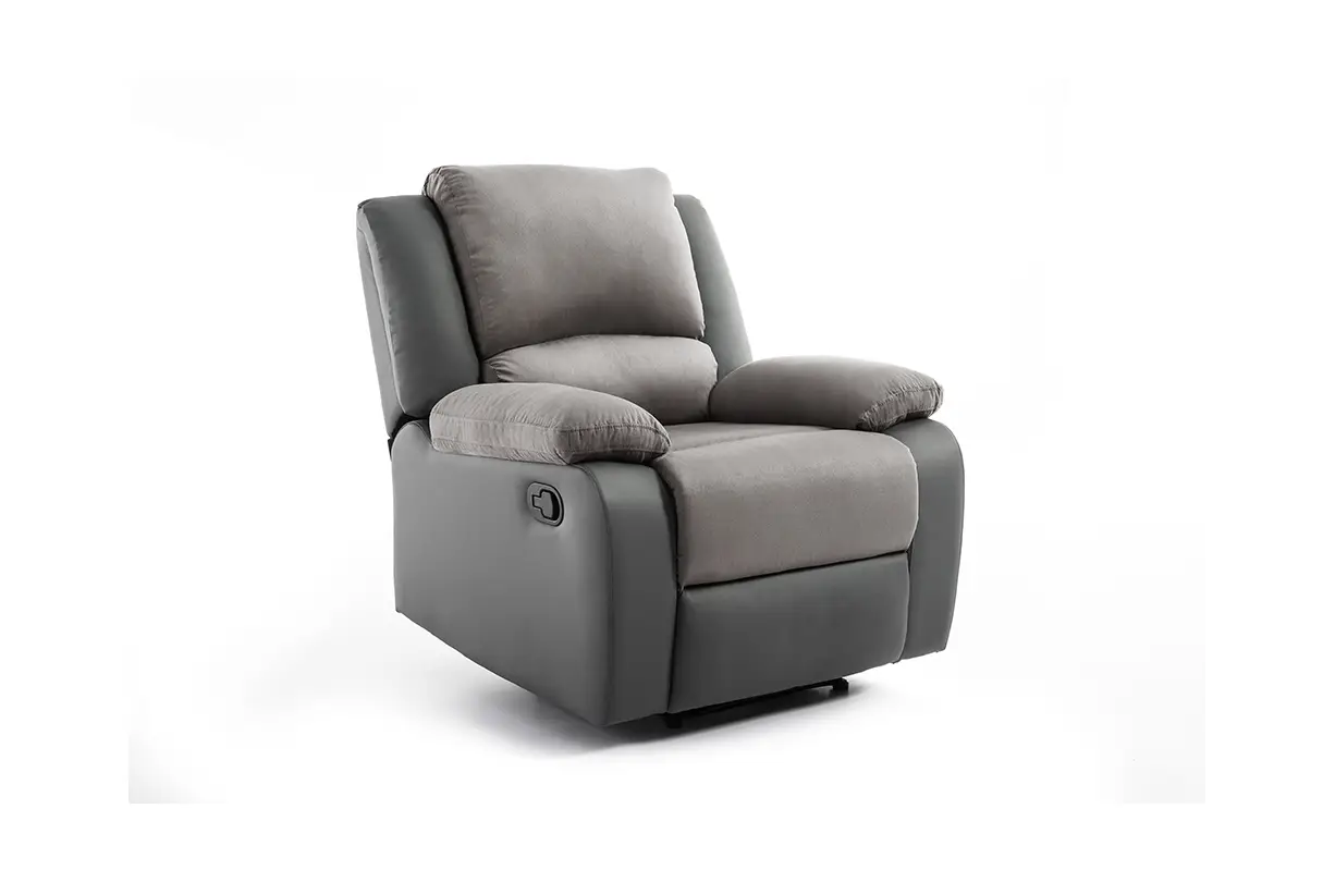 9121 Fauteuil de relaxation manuel en microfibre et simili gris – Image 4