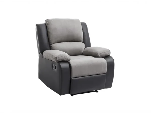 9121 Fauteuil de relaxation manuel en microfibre et simili gris noir – Image 5