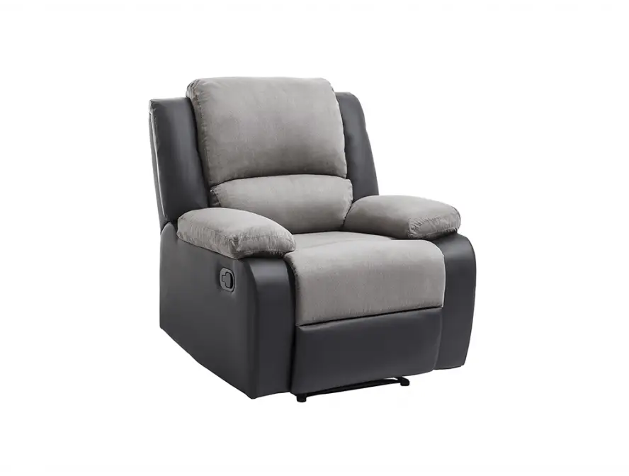 9121 Fauteuil de relaxation manuel en microfibre et simili gris noir – Image 5