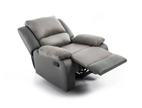 9121 Fauteuil de relaxation manuel en microfibre et simili gris – Image 5