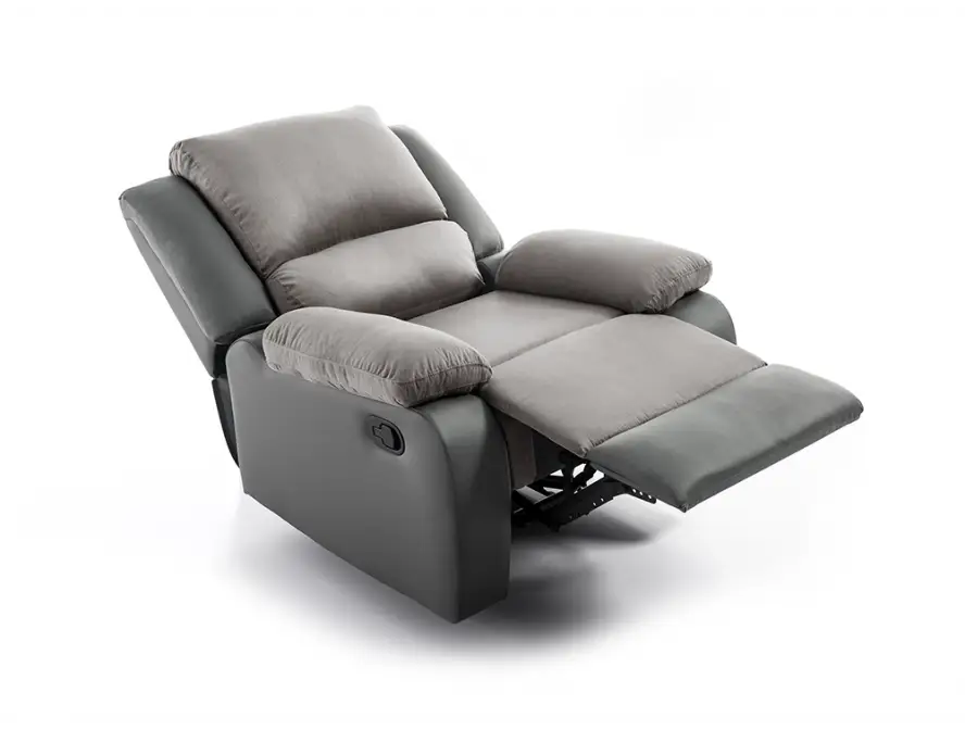 9121 Fauteuil de relaxation manuel en microfibre et simili gris – Image 5
