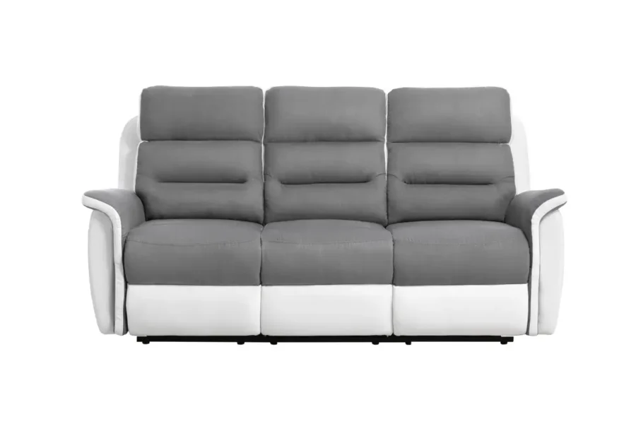 9222 Canapé de relaxation manuel 3 places en simili et microfibre gris BLANC