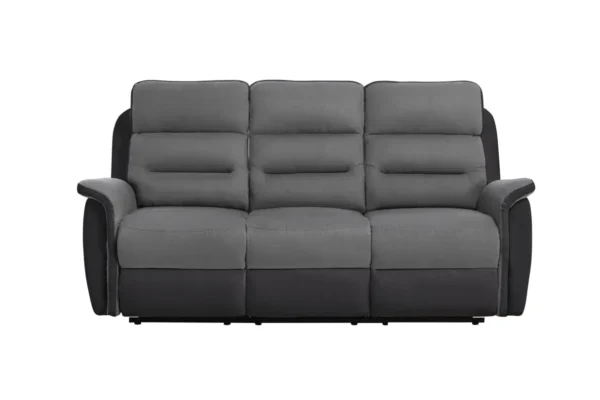 9222 Canapé de relaxation manuel 3 places en simili et microfibre gris noir
