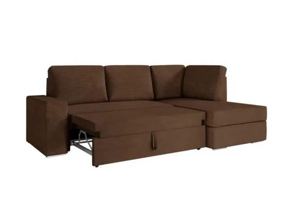 ARTEMIS Canapé d'angle convertible avec coffre en velours côtelé  marron  angle droit – Image 5