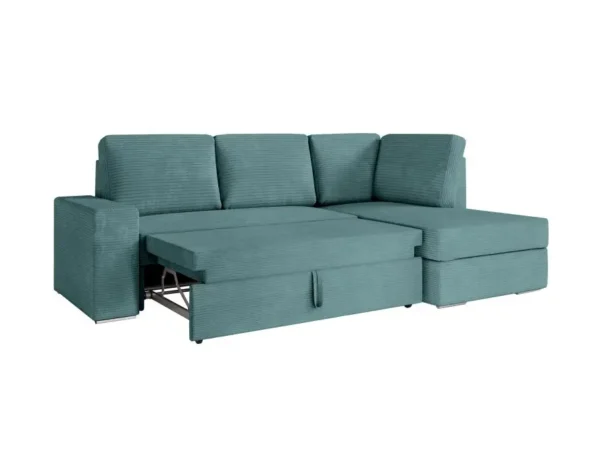 ARTEMIS Canapé d'angle convertible avec coffre en velours côtelé  BLEU CLAIR angle droit – Image 5