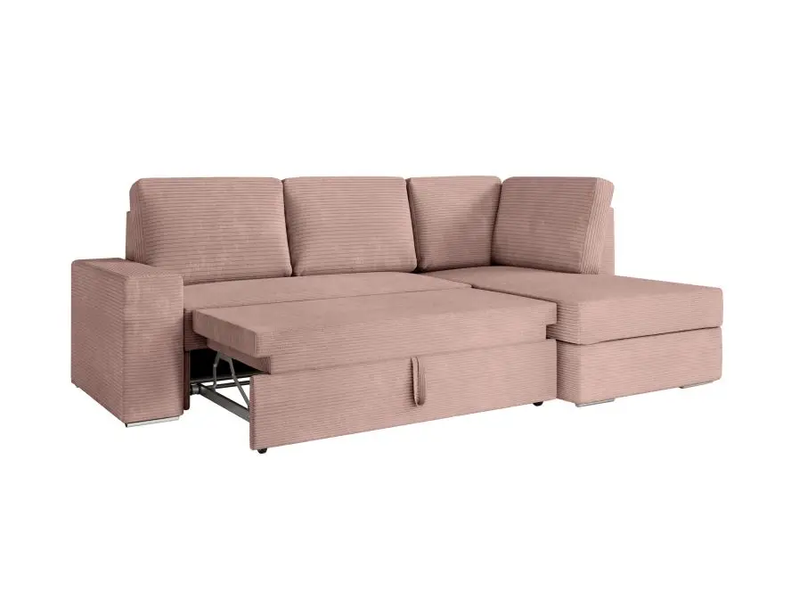 ARTEMIS Canapé d'angle convertible avec coffre en velours côtelé  VIEUX ROSE angle droit – Image 5
