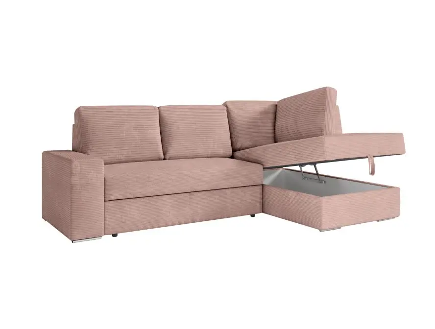 ARTEMIS Canapé d'angle convertible avec coffre en velours côtelé  VIEUX ROSE angle droit – Image 6
