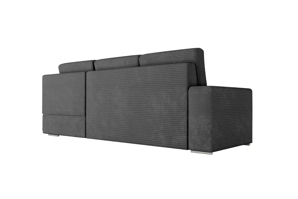 ARTEMIS Canapé d'angle convertible avec coffre en velours côtelé  GRIS FONCE  angle droit – Image 7
