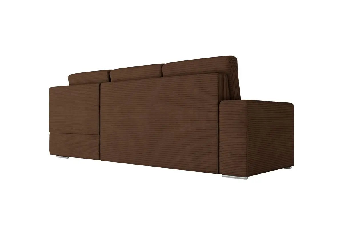 ARTEMIS Canapé d'angle convertible avec coffre en velours côtelé  marron  angle droit – Image 7