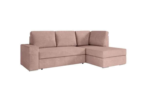 ARTEMIS Canapé d'angle convertible avec coffre en velours côtelé  VIEUX ROSE angle droit – Image 7