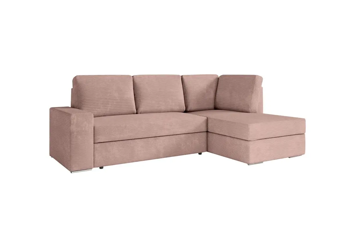 ARTEMIS Canapé d'angle convertible avec coffre en velours côtelé  VIEUX ROSE angle droit – Image 7