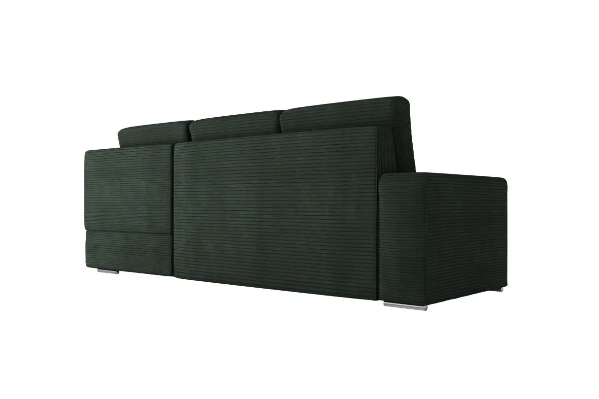ARTEMIS Canapé d'angle convertible avec coffre en velours côtelé  VERT FONCE  angle droit – Image 7