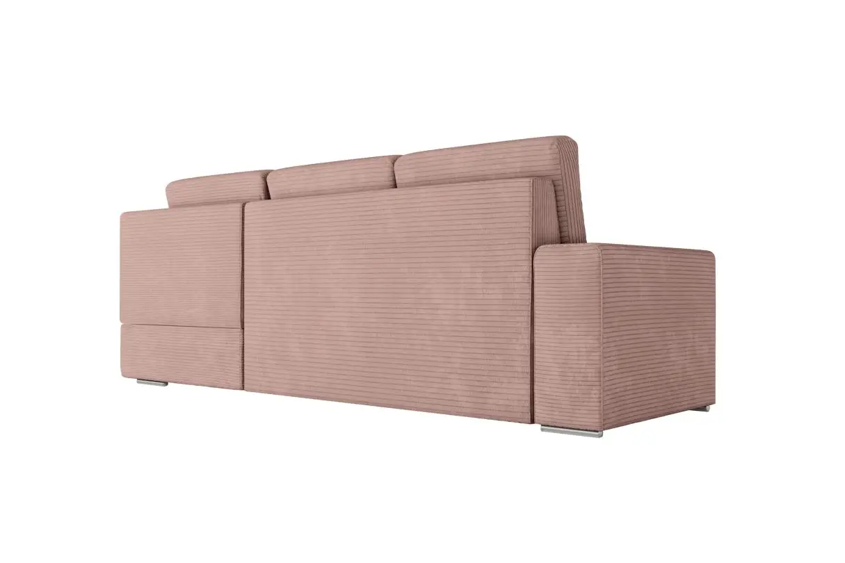 ARTEMIS Canapé d'angle convertible avec coffre en velours côtelé  VIEUX ROSE angle droit – Image 8
