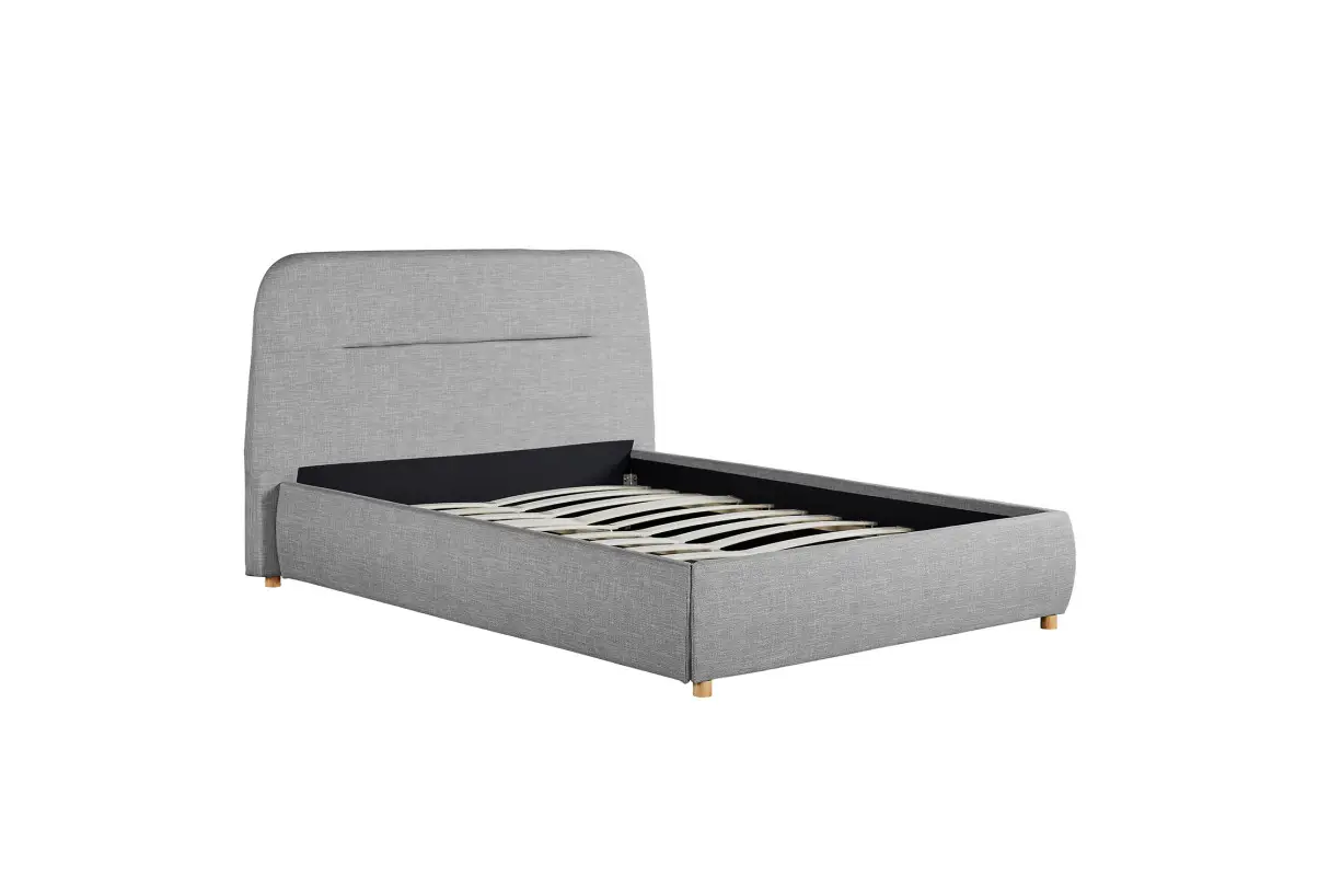BALTA Cadre de lit avec coffre et tête de lit en tissu GRIS CLAIR  140/190 cm