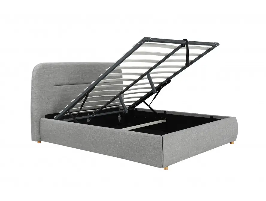 BALTA Cadre de lit avec coffre et tête de lit en tissu GRIS CLAIR  140/190 cm – Image 5
