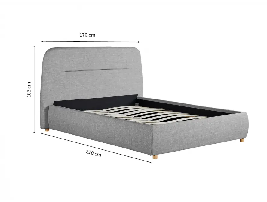 BALTA Cadre de lit avec coffre et tête de lit en tissu GRIS CLAIR  140/190 cm – Image 6