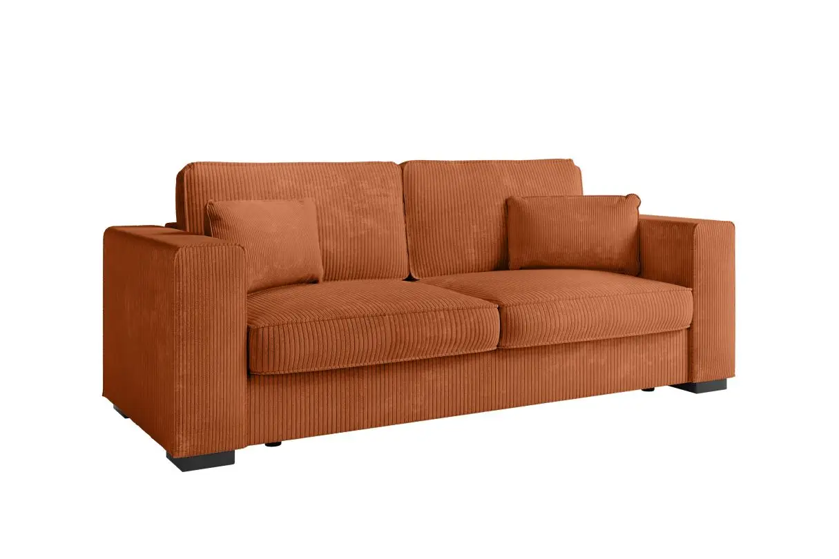 BELAGA Canapé droit fixe 3 places en velours côtelé TERRACOTTA – Image 4
